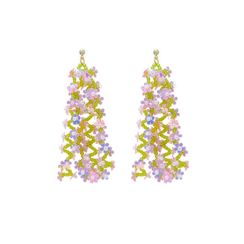 Fairy-like atmosphere, colorful flower heart-shaped stud earrings, niche design, exaggerated high-end earrings, feminine charm, heavy craftsmanship earrings Item Picture