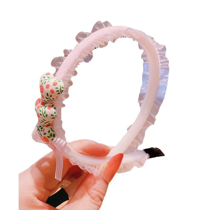 Children's Korean mesh bow hair band, non-damaging hair accessory, anti-slip and anti-breakage hair clip, cute headband and hair accessory for girls Item Picture