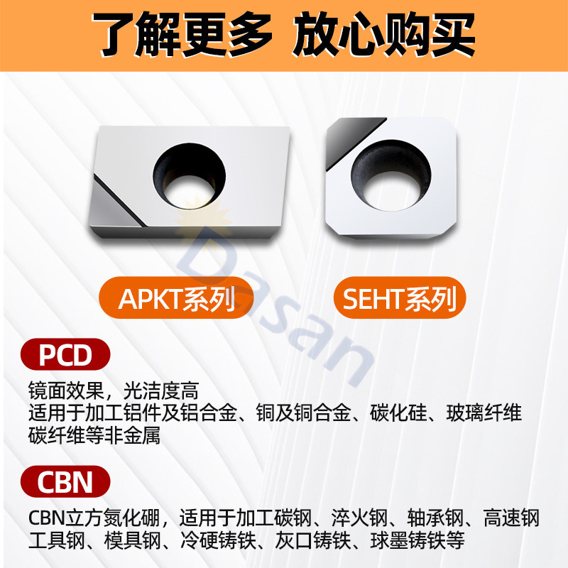 Wholesale of cross-border PCD diamond milling inserts APMT160408/1604/1135 CBN boron nitride inserts for aluminum details Picture