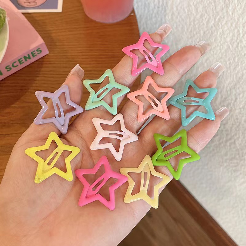 Children's hair clips, girls' five-pointed star hair clips, headwear, cute baby bb clips, broken hair, princess heart hair accessories Specification drawing