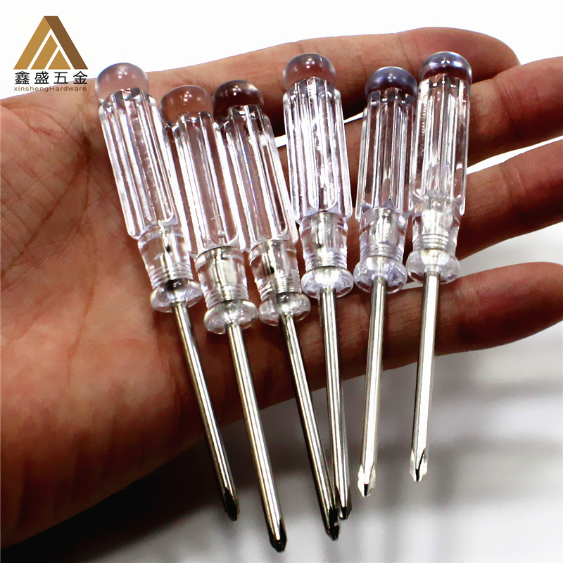 Transparent handle screwdriver, eco-friendly crystal screwdriver, ultra-short mini small screw screwdriver, 3mm cross, 3.0 single character full figure