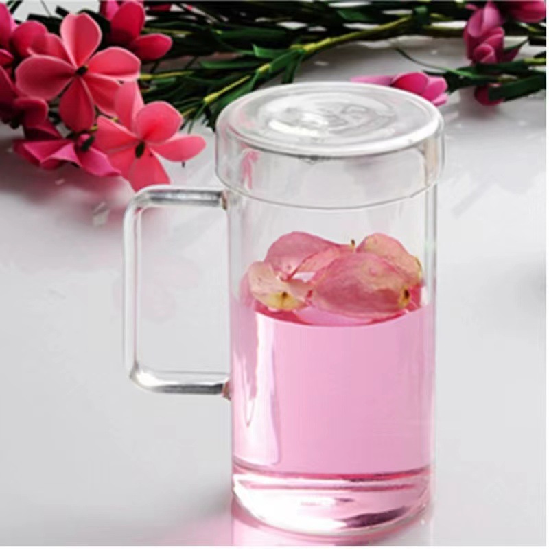 Factory wholesale, household thickened high-temperature resistant glass cups, water cups, tea cups, office filter cups, specially designed for men to make tea full figure