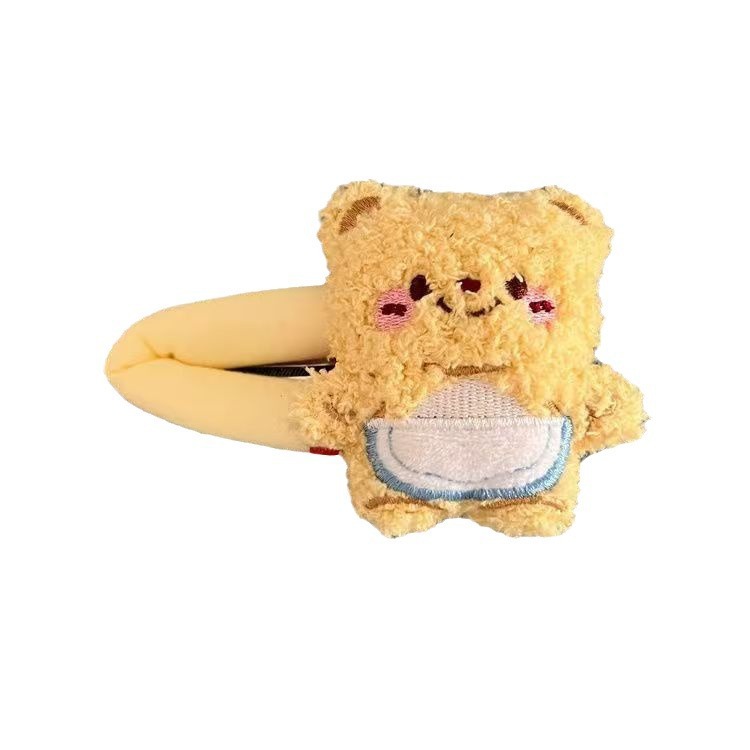 Plush bear cartoon hairpin, girls' autumn and winter side bangs clip, cute children's bb clip, girls' hairpin clip headwear Item Picture