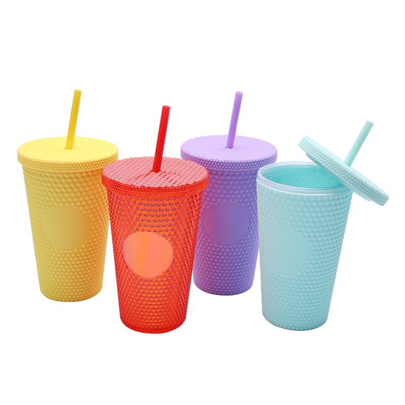 Cross-border gradient color new large capacity Studded prickling water cup 480ml transparent plastic portable durian cup Item Picture