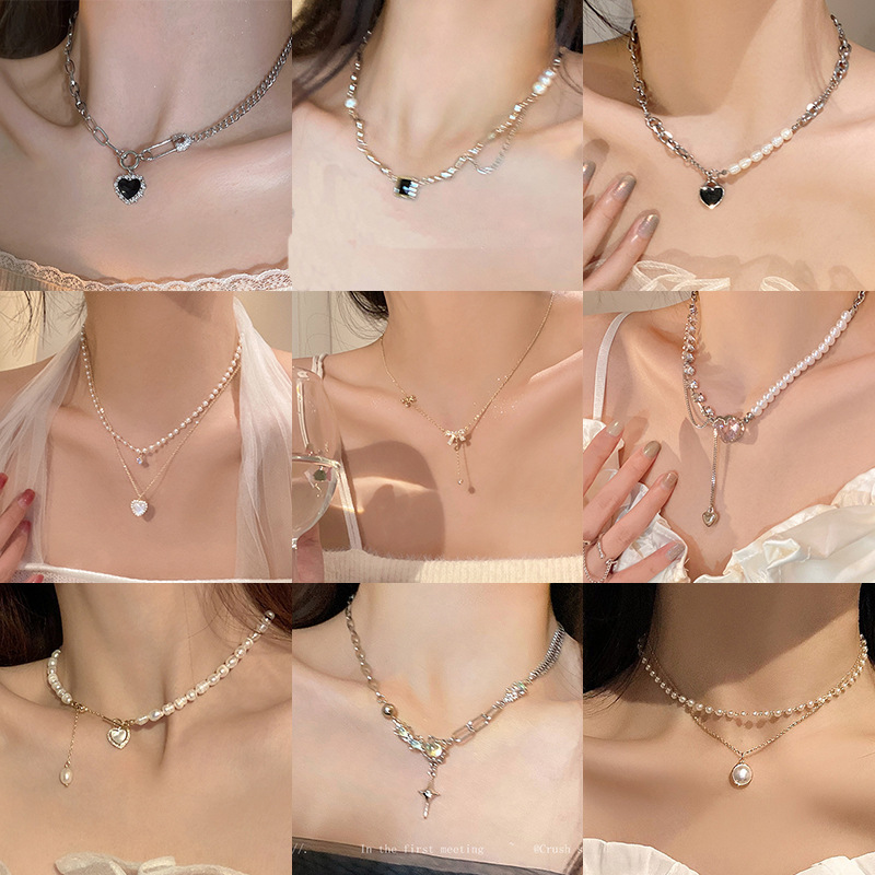 Dopamine Girl Summer Necklace, colorful candy design, collarbone chain, fresh and elegant, versatile pearl necklace full figure