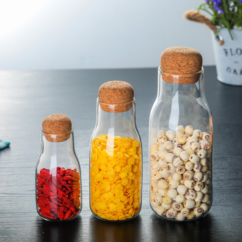 Wholesale tea cans, wooden stopper LIDS, high borosilicate glass transparent sealed cans, coffee kitchen organizing and storage bottles Specification drawing