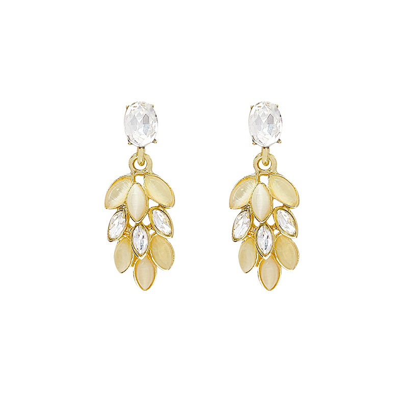 Korean-style zirconium leaf tassel earrings for women, a new 2025 light luxury and high-end look, fashionable and simple earrings Item Picture