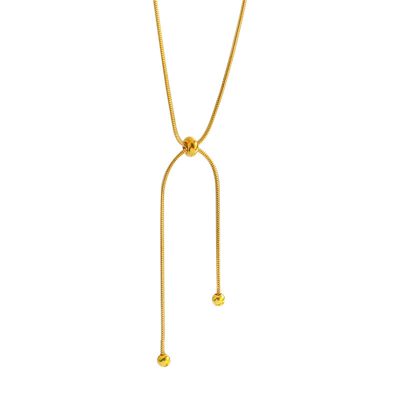 A niche retro ins fashion pull-out design, adjustable, simple and versatile, high-end and elegant titanium steel necklace for women Item Picture