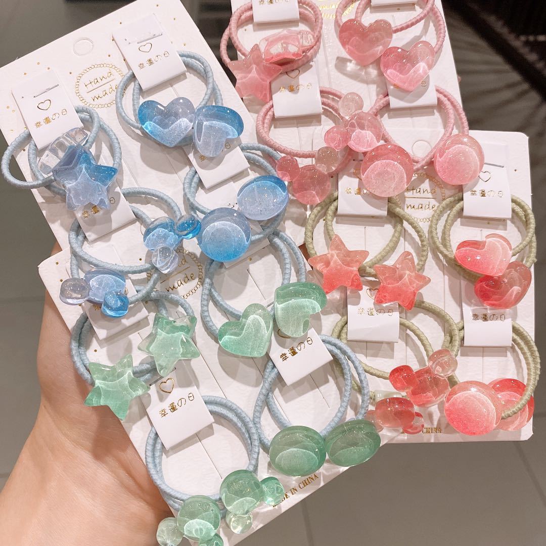 Korean version transparent and cute children's little rubber band princess headwear, simple hair tie, no damage to baby's hair, colorful headband full figure