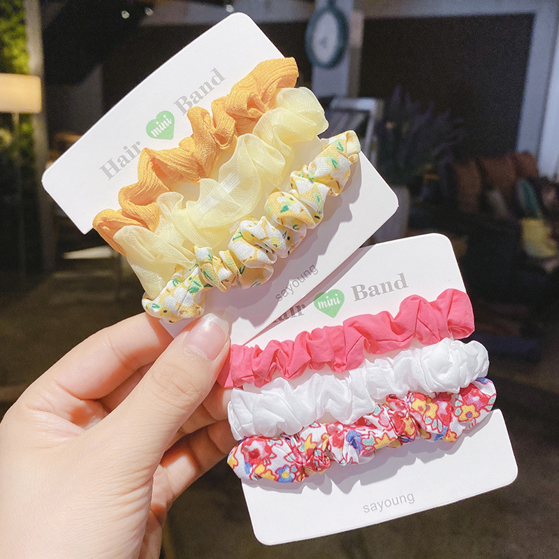 Three-piece set of small intestine and large intestine hair band, summer Korean style Instagram simple large intestine band, student style, new Korean version hair band for women Specification drawing