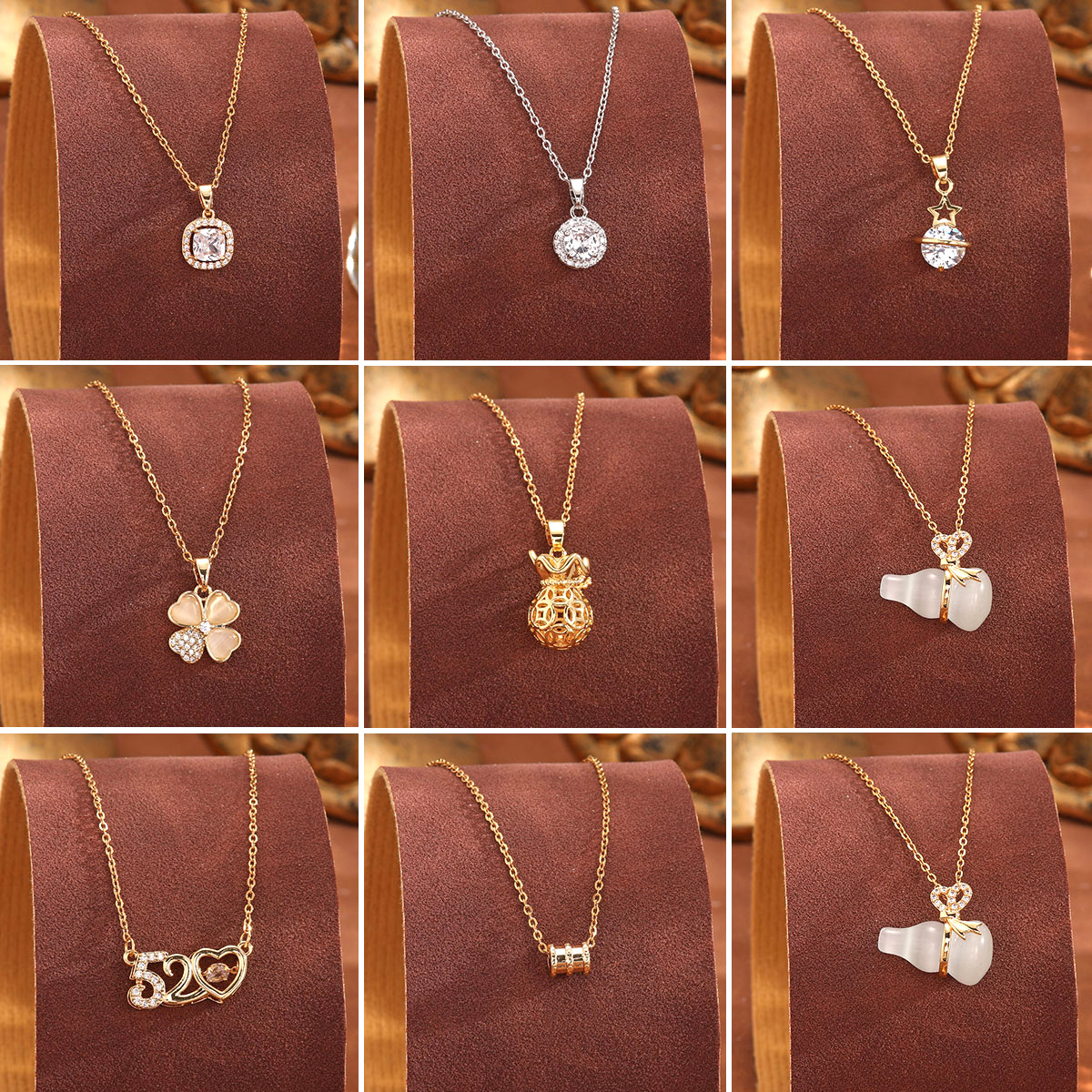 Korean fashionable titanium steel necklace, women's heart-shaped eight-pointed star pendant, versatile necklace, simple and elegant, ins style collarbone chain full figure