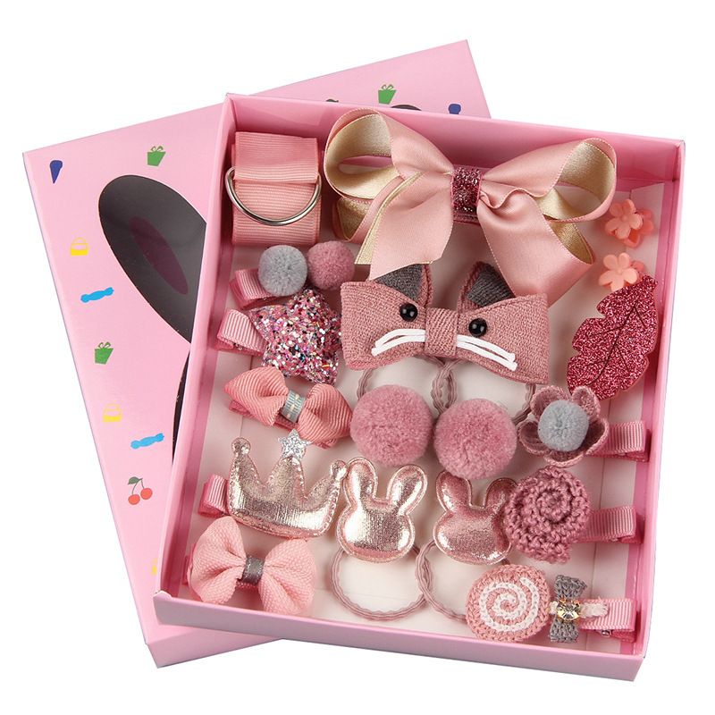 Children's 18-piece set of baby hair accessories, Korean princess super fairy hair clips, baby hair clips gift box, hair set Item Picture