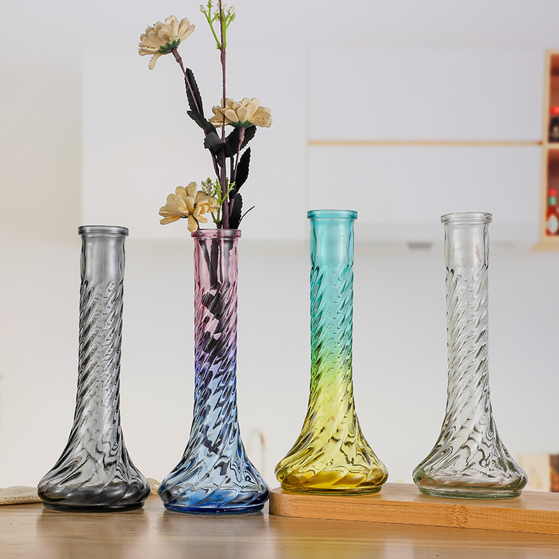 New frosted colored glass vase for living room home decoration, hydroponic dry vase, creative European-style decorative item, flower arrangement full figure