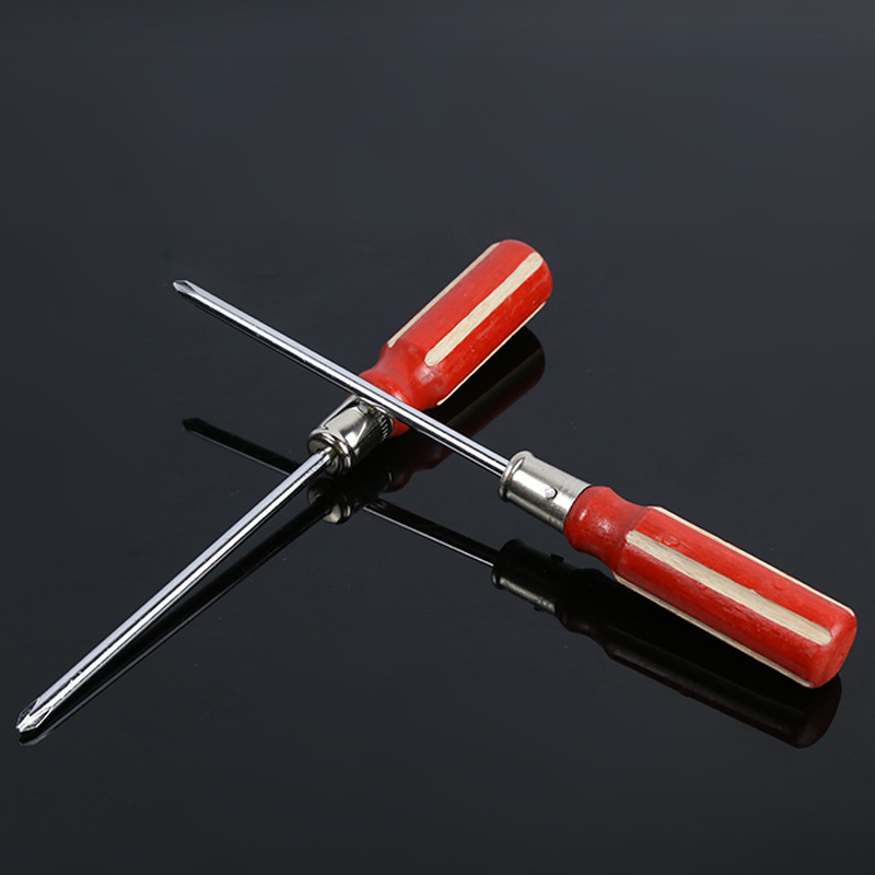 Factory direct sales of chrome vanadium steel wooden handle screwdrivers, manual flat-head cross screwdrivers, multi-functional cross screwdrivers Specification drawing