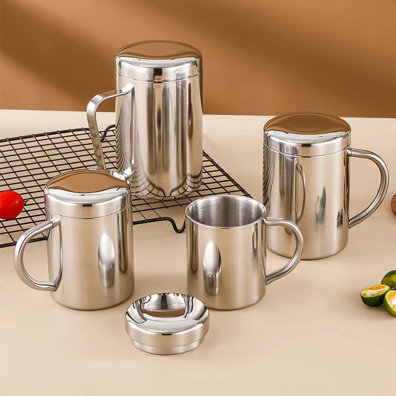 Cross-border 304 stainless steel water cups, household mugs, double-layer anti-drop children's cups, milk cups, covered coffee cups Application Scenario
