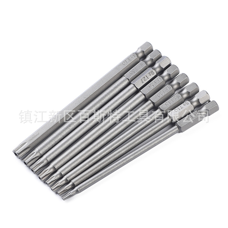 8-piece set of hollow head 100mm 150mm long middle hole plum blossom head sandblasted head combined chromium-vanadium steel Specification drawing