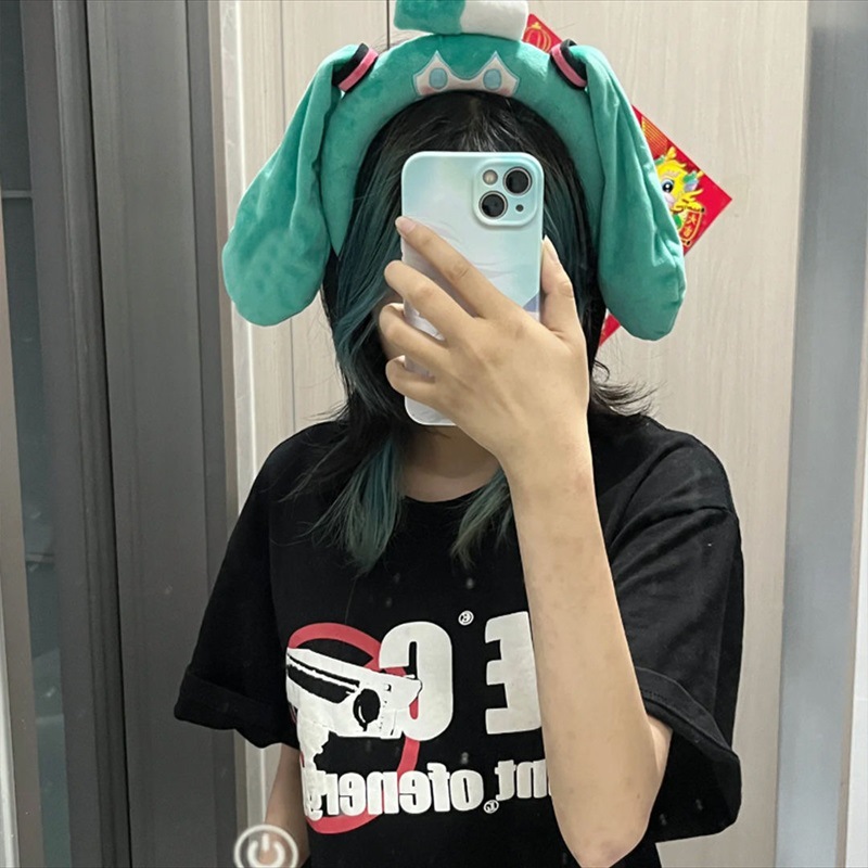 Hatsune Miku's same style doll headband for washing face, personalized plush headband hair accessory, 2024 cute cartoon super cute card details Picture