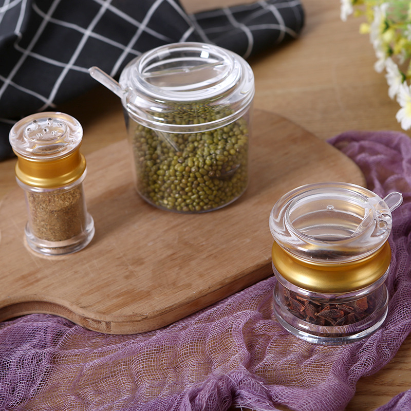 Acrylic seasoning bottles and cans, plastic sets, vinegar bottles, seasoning bottles, soy sauce bottles, chili jars, restaurant commercial kitchenware details Picture
