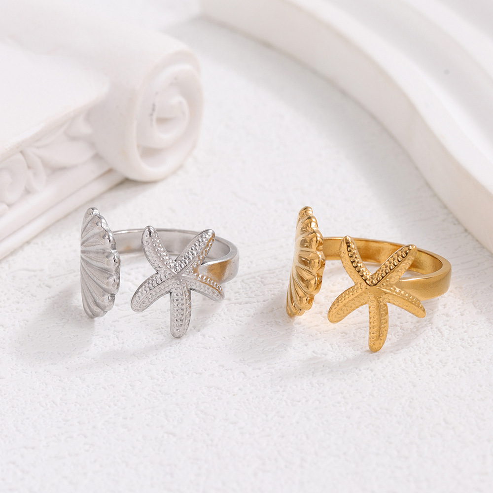 Titanium steel irregular ring for women Y2K trend leaf color fading cross-border bestseller geometric niche minimalist design Specification drawing