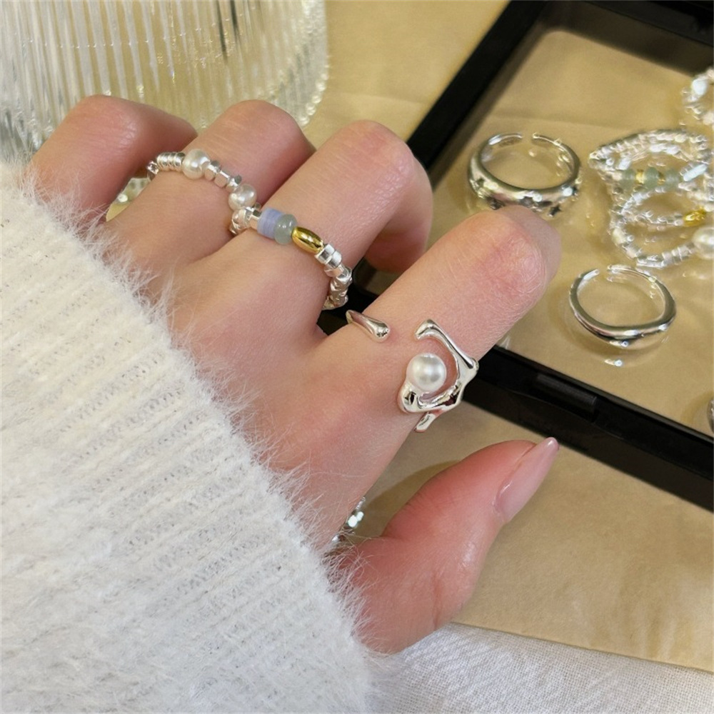 Korean 925 sterling silver plain ring, women's Instagram style, niche design, high-end and versatile, open adjustable tail ring Specification drawing