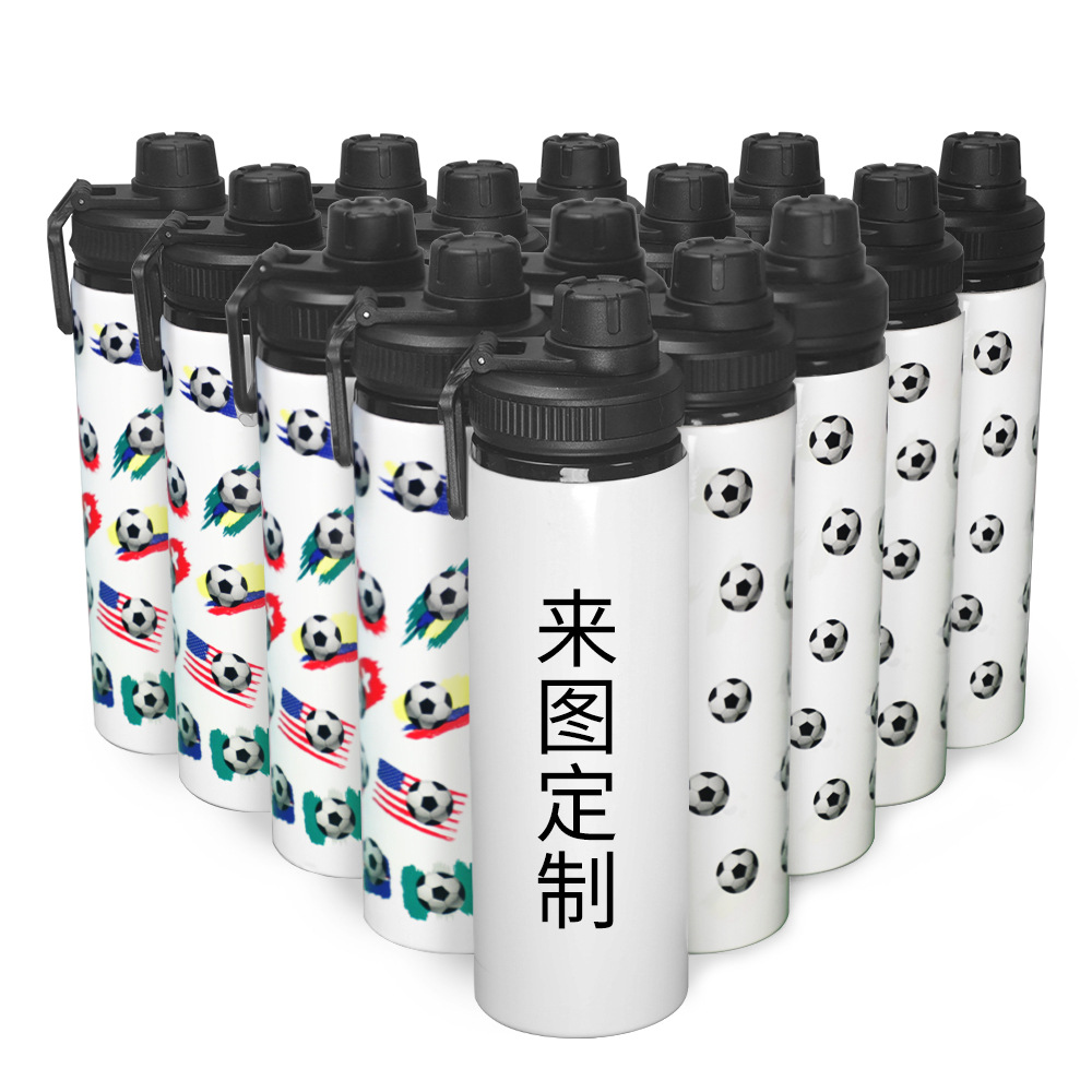 New World Cup football color-changing outdoor sports water bottle Portable stainless steel aluminum cycling fitness water bottle in stock Item Picture
