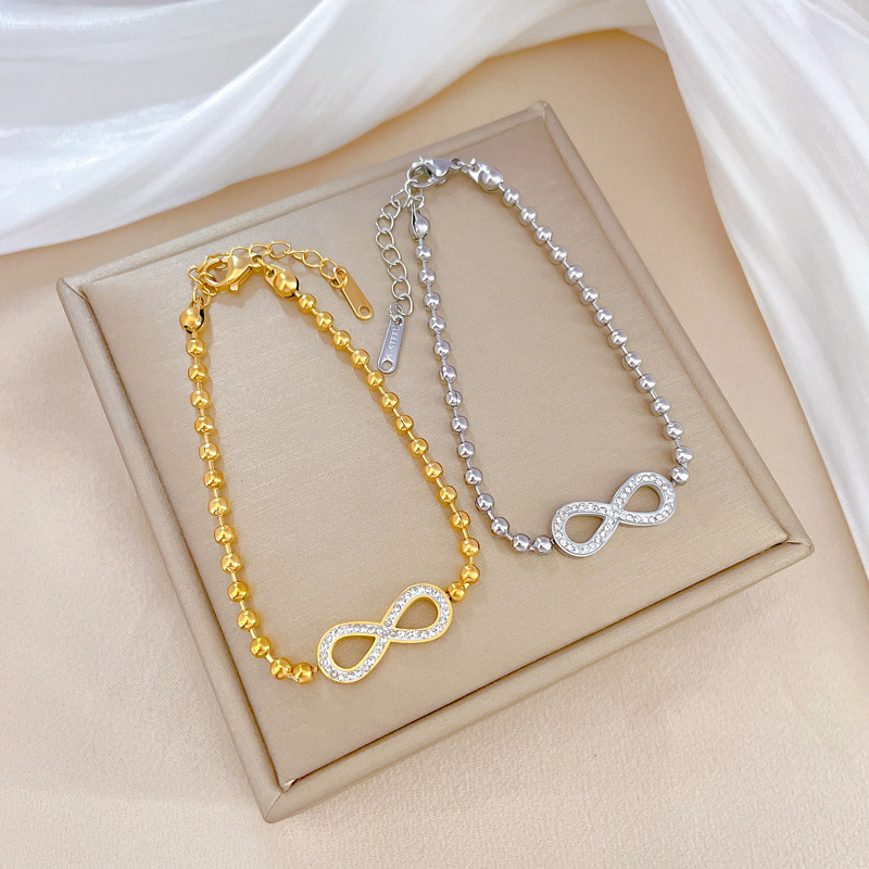 【 All-titanium Steel 】 Dongdaemun's unique and elegant forest-themed round bead 8-shaped bracelet, a retro gift for female Internet celebrities and best friends details Picture