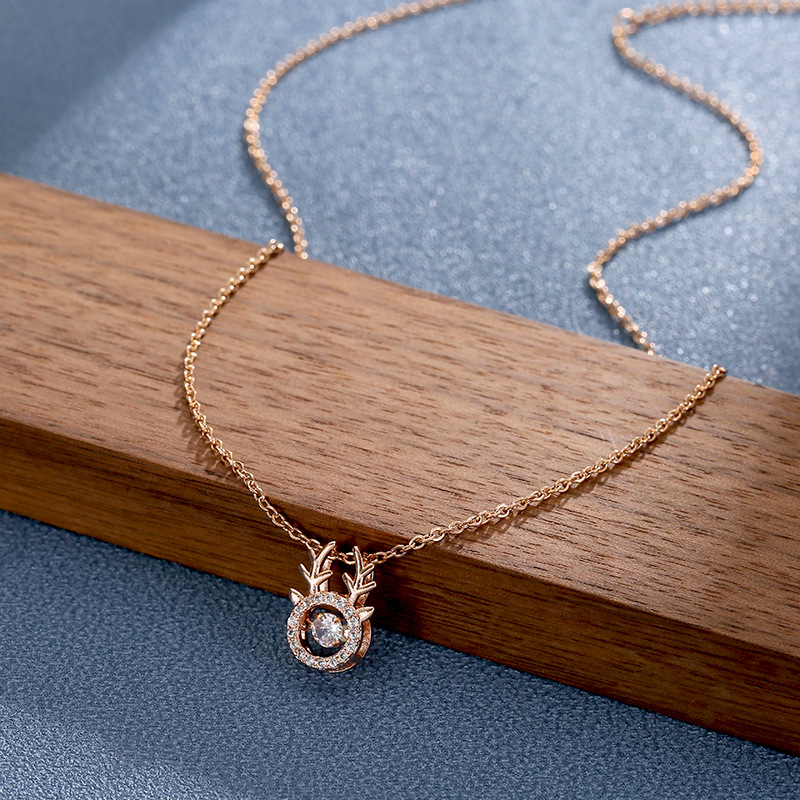 A Deer with You Antler Dynamic necklace for women, Korean Instagram trendy and exquisite zircon pendant, niche design sense collarbone chain Application Scenario