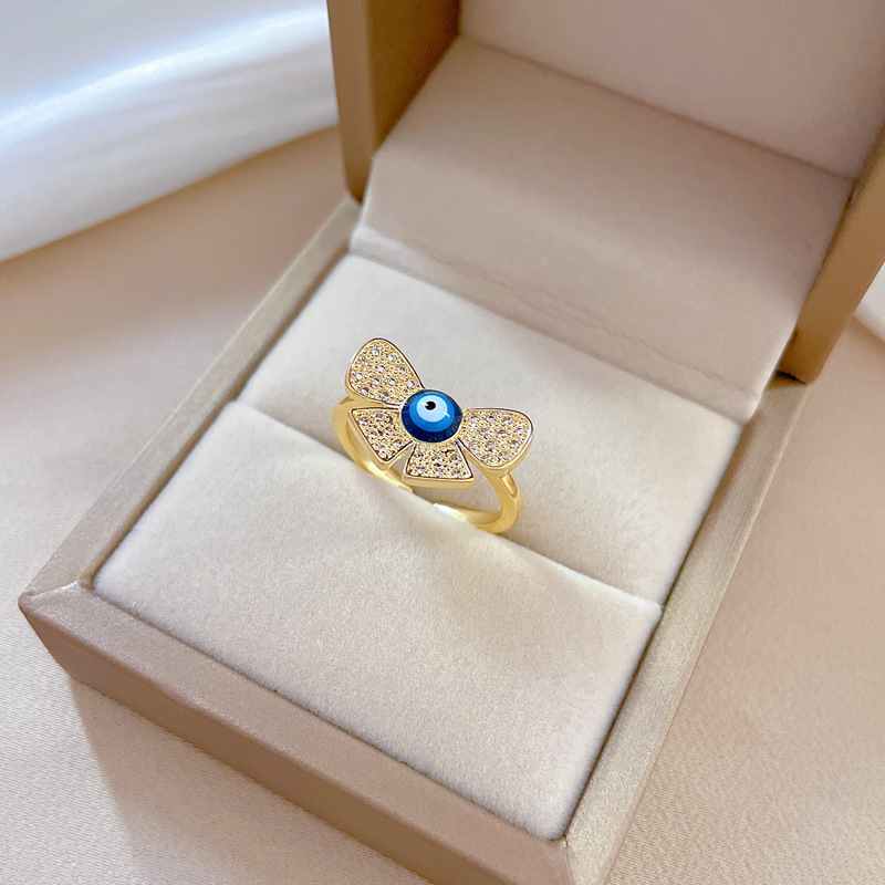 【 Real Gold 】 Butterfly Eye Zircon ring with adjustable opening, simple Japanese-style bracelet, couple rings Application Scenario