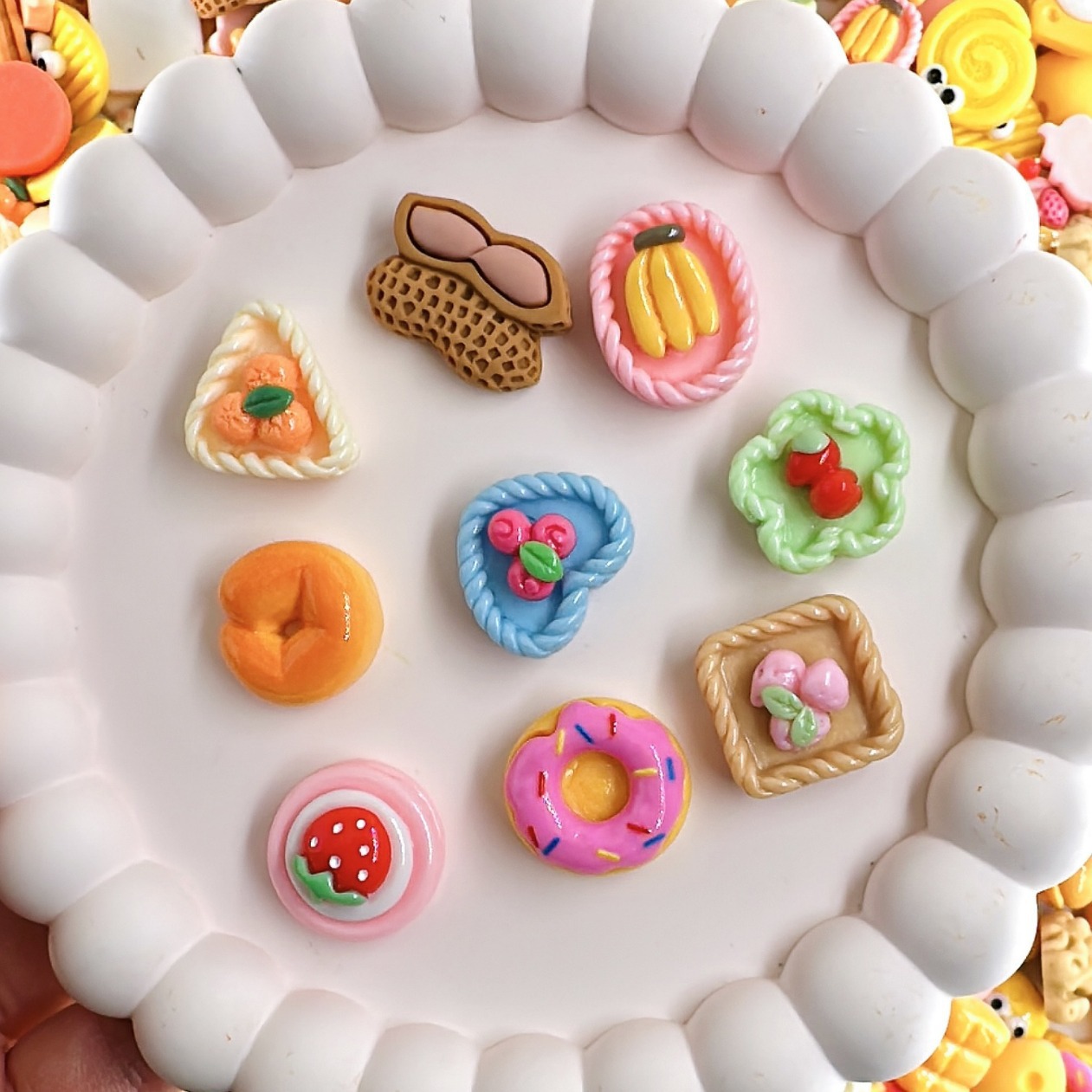 Wholesale of microshrink resin food toys, simulated food, diy hair clip accessories, handcrafted hair ornaments, head accessories and mixed materials Specification drawing