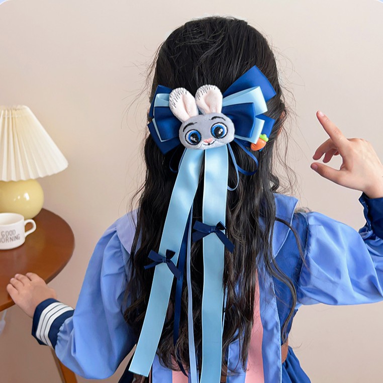 Children's hairpins, cartoon rabbit police officer headwear, little girl Animal City rabbit ears, bow hair clips, hair clips, hair accessories Application Scenario