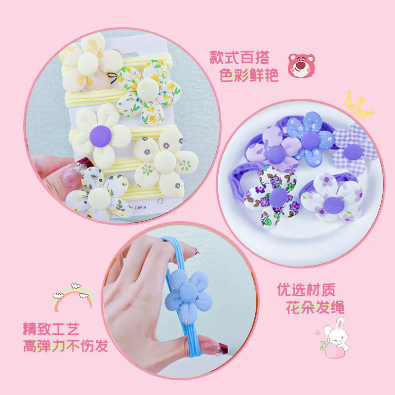 Children's rubber bands, girls' sweet flower towel loops that won't hurt hair, babies' hair ties, girls' bun hair loops, hair accessories Application Scenario