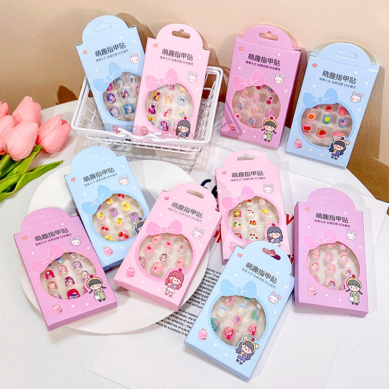 Children's fun and eco-friendly nail stickers, cute girls, waterproof, detachable, safe and non-toxic nail art finger stickers for girls full figure