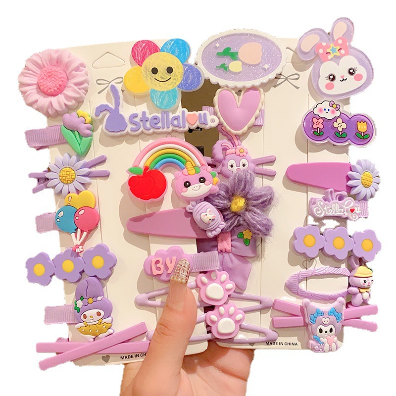 Children's cartoon hair clips, cute strawberry bear star delu hair clips, girls' broken hair bb clips, side bangs clips, girls' hair accessories Item Picture