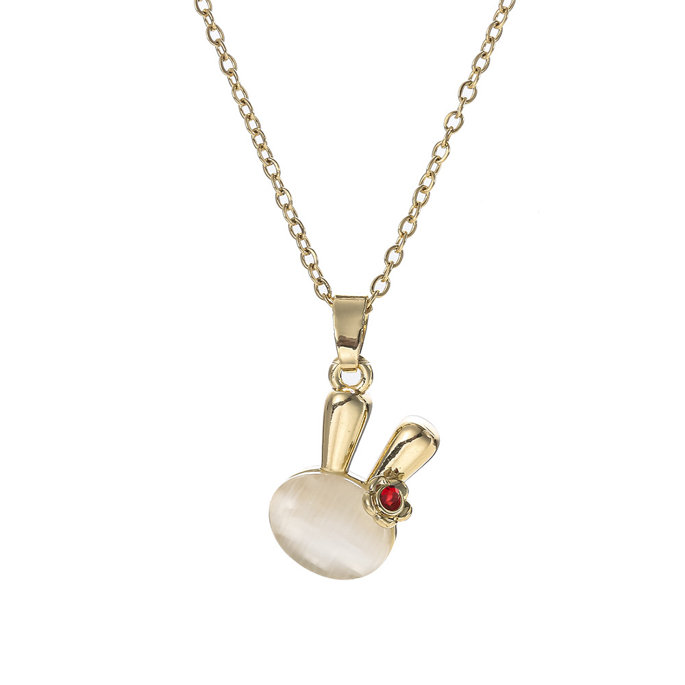 Fashionable and high-end cat's eye stone rabbit necklace, delicate and fresh for women, versatile collarbone chain, popular online accessory wholesale Item Picture