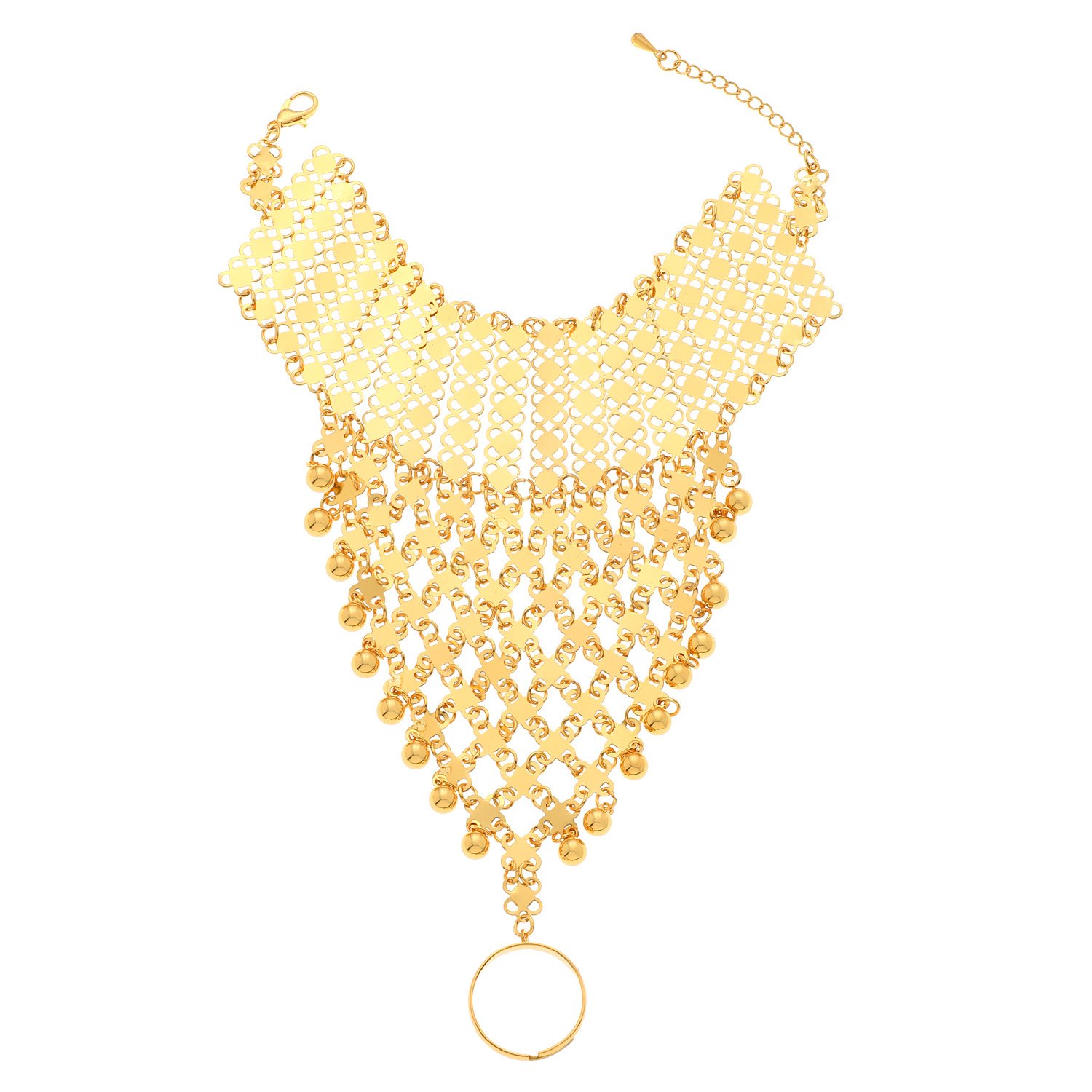 Cross-border retro Middle Eastern ethnic style stacked necklace, multi-layer heavy metal gold bracelet, back chain, waist chain and accessories Item Picture