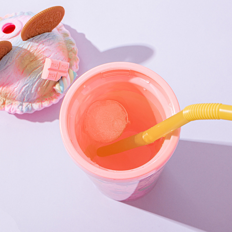 Mickey Ice Cup Summer Creative and cute gradient color water cup Plastic double-layer portable home and office straw cup Application Scenario