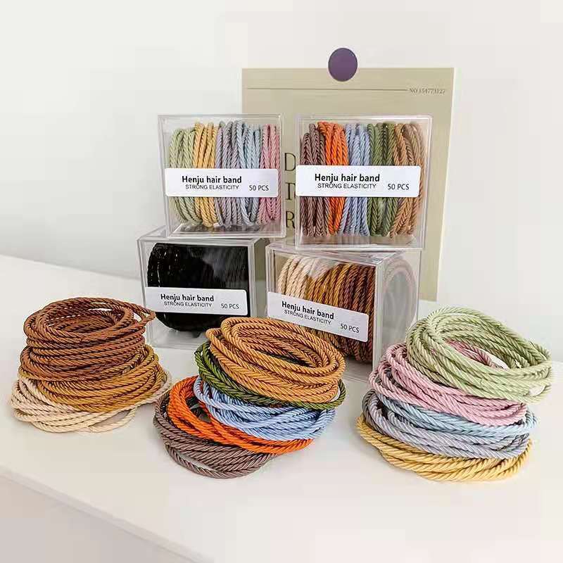 Children's basic hair tie, high-elasticity rubber simple elastic band, women's hair tie, hair accessory that does not damage hair, durable and simple hair band details Picture