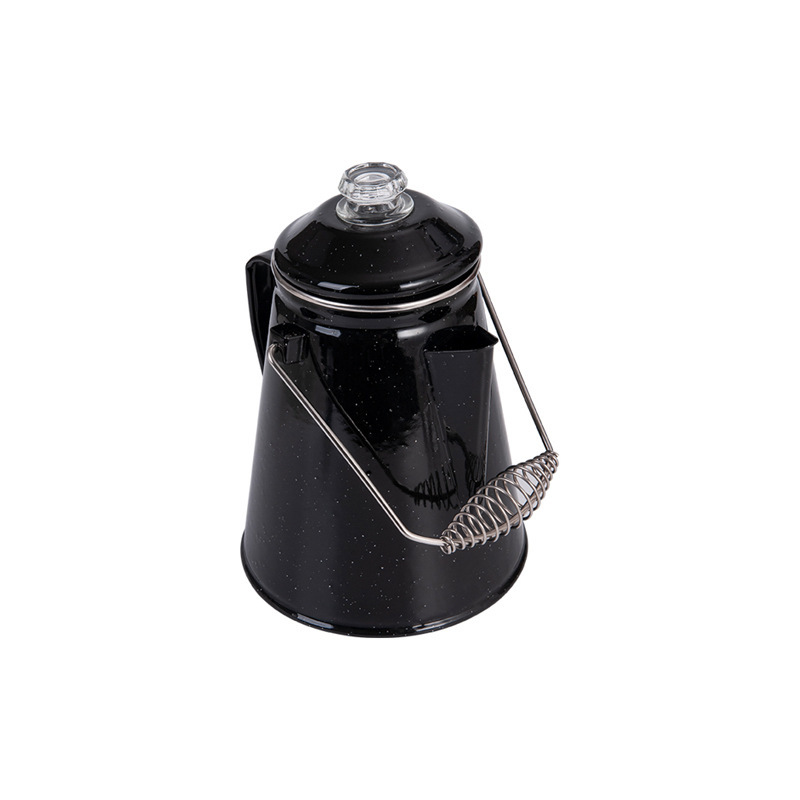 Cross-border German enamel coffee pot with filter, outdoor hand-brewed pot, portable teapot for mountain climbing and fishing Item Picture