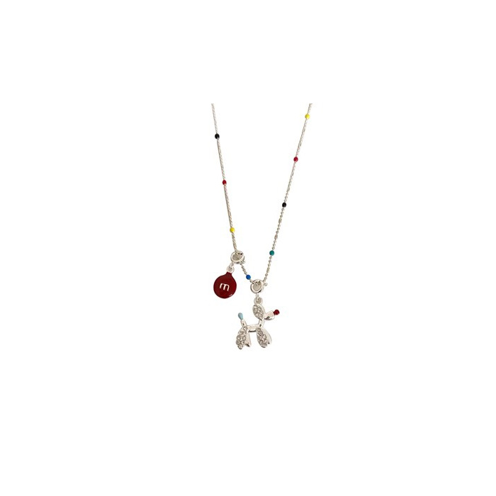 Cute cartoon balloon dog dopamine colorful necklace, a fashionable and versatile female niche look, neckchain, collarbone chain, summer Item Picture