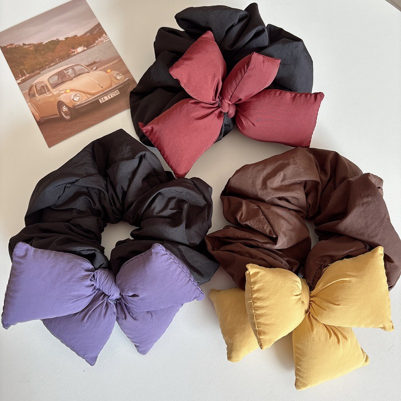 Dongdaemun, South Korea, 2024 new Maillard color bow, large intestine hair band, bun, hair tie, hair tie details Picture