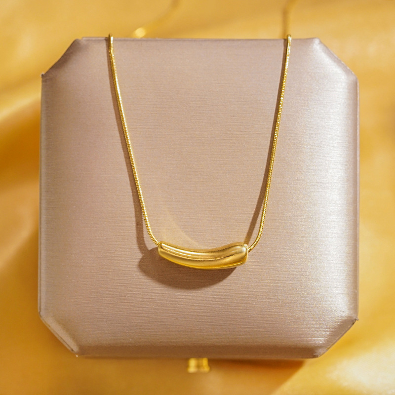 Stainless steel cylindrical serpentine chain necklace for women, a unique and versatile light luxury titanium steel collarbone chain, a popular and stylish eggplant pendant Application Scenario