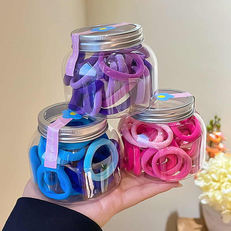Children's candy-colored hair bands, girls' colorful rubber bands, little girls' towel bands, thick leather covers that won't damage hair, summer hair ties details Picture