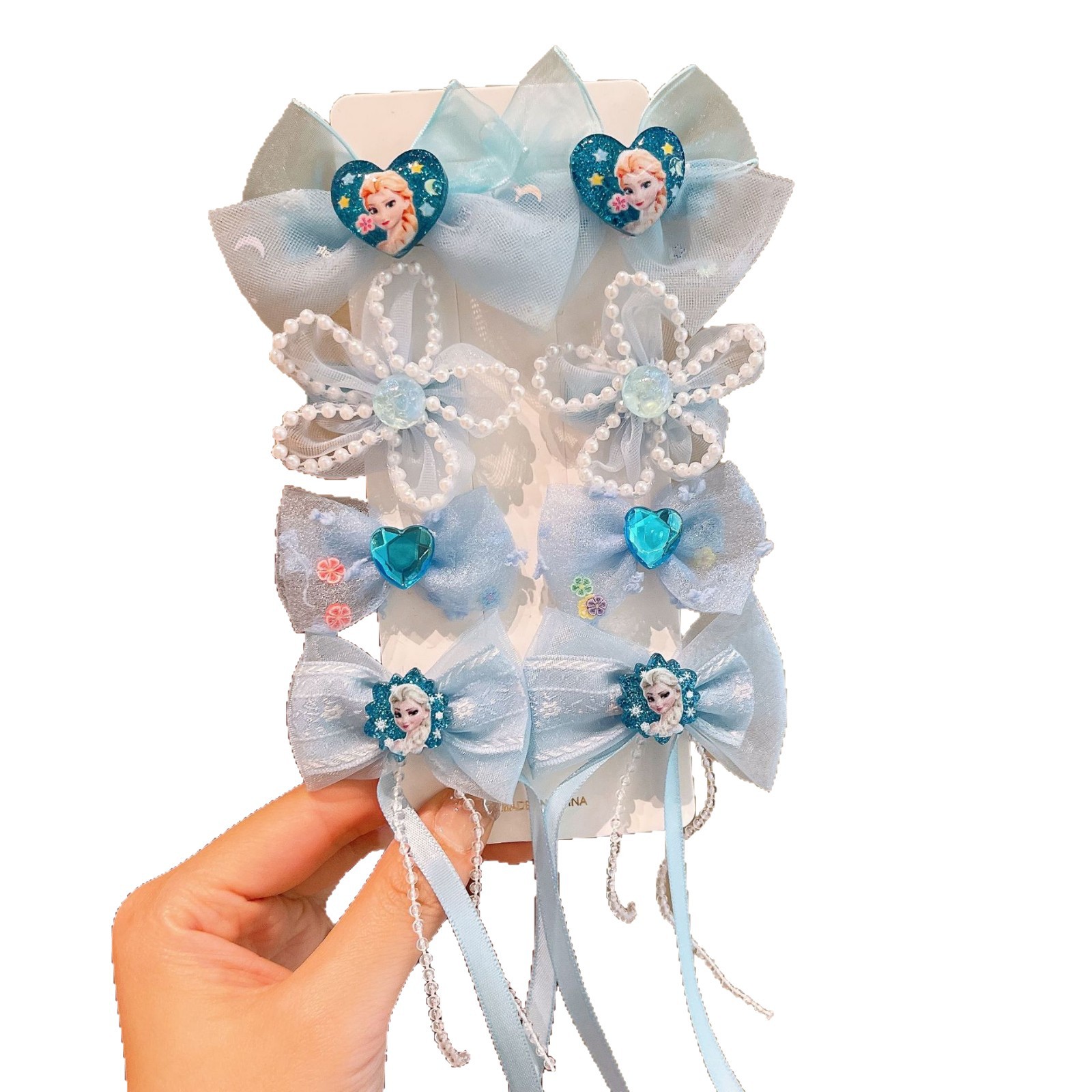 Frozen Bow tassel hair clip Elsa Princess hair accessory, sweet and cute children's little girl hair clip headwear Item Picture