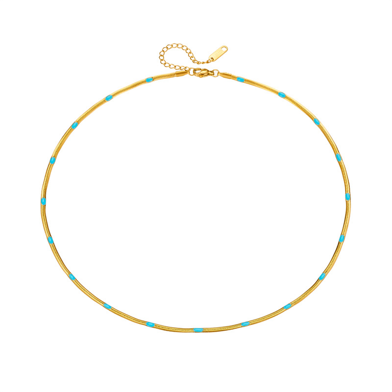 European and American fashionable, simple, niche, retro and ethnic style gold-plated titanium steel collarbone chain necklace with a versatile and high-end feel Item Picture