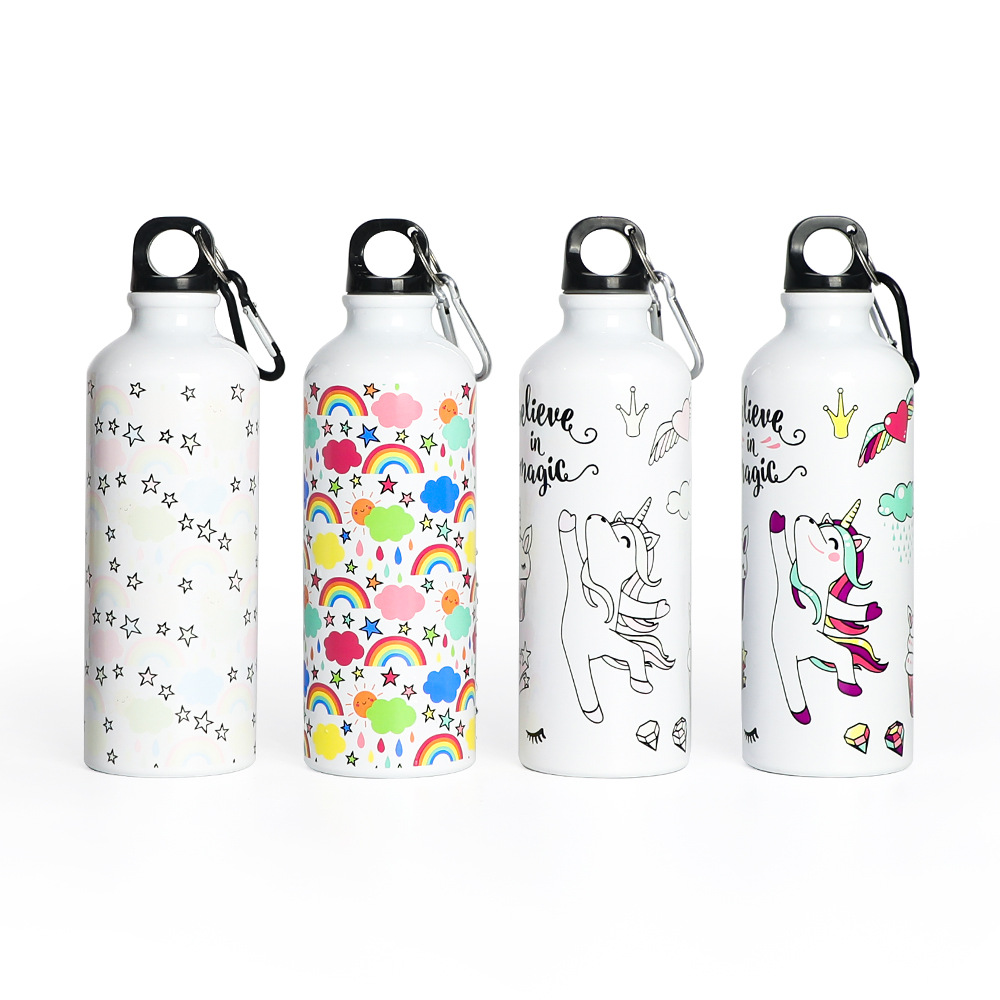 New cartoon pattern color-changing outdoor sports water bottle 710ml Unicorn stainless steel cycling fitness aluminum bottle Item Picture
