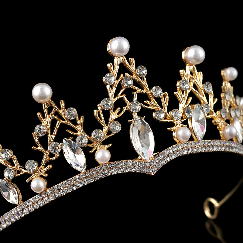 European and American bride crown headwear, birthday wedding hair band accessories, Queen's wedding alloy headwear, hair accessories, crown accessories Specification drawing