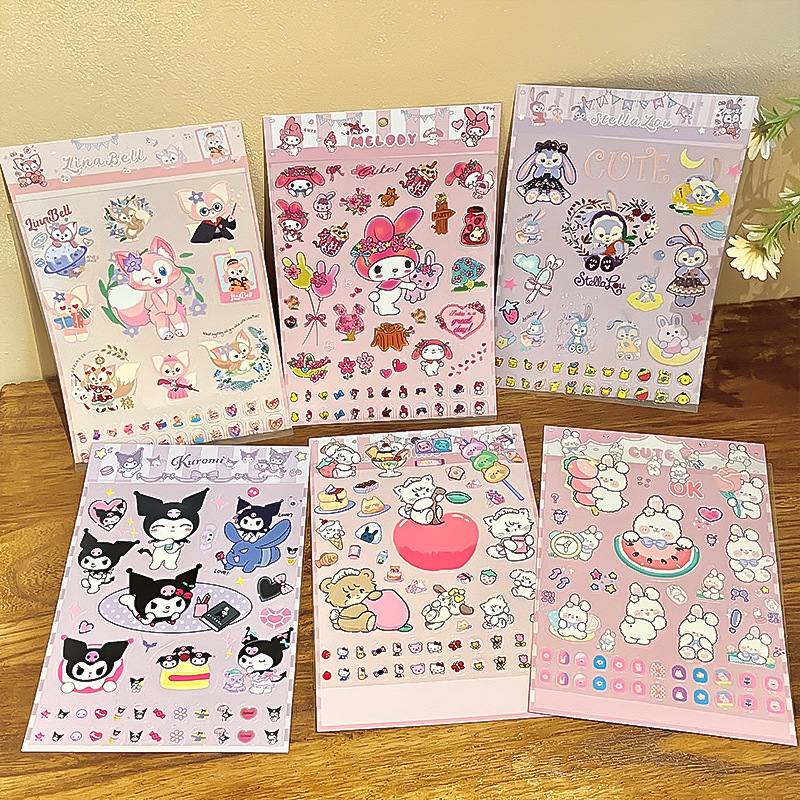 Cartoon Sanrio stickers, patches, children's nail stickers, collage, decorative planner materials, diy materials, pasting planners details Picture