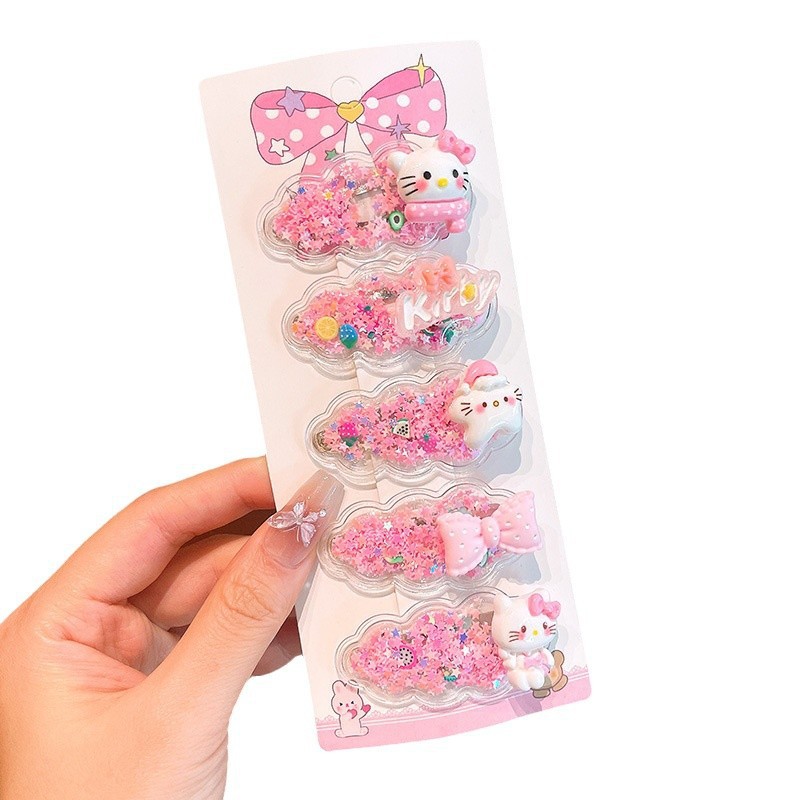 Children's cartoon flowing sand hair clips, cute girls' bangs, broken hair clips, girls' sweet little clips, hair accessories Item Picture