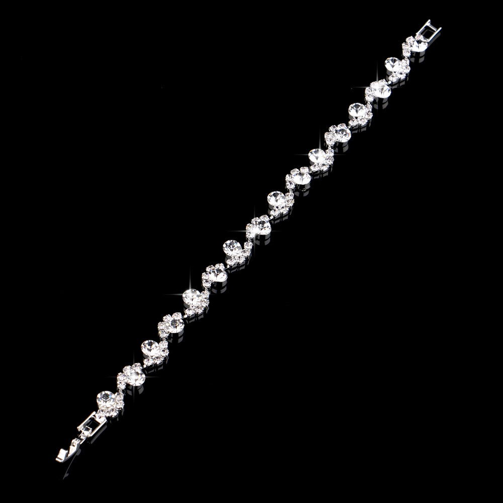 Cross-border bestsellers of bride accessories: Sparkling water diamond earrings, necklaces, bracelets, sets, and popular European and American fashion cross-border necklaces Specification drawing