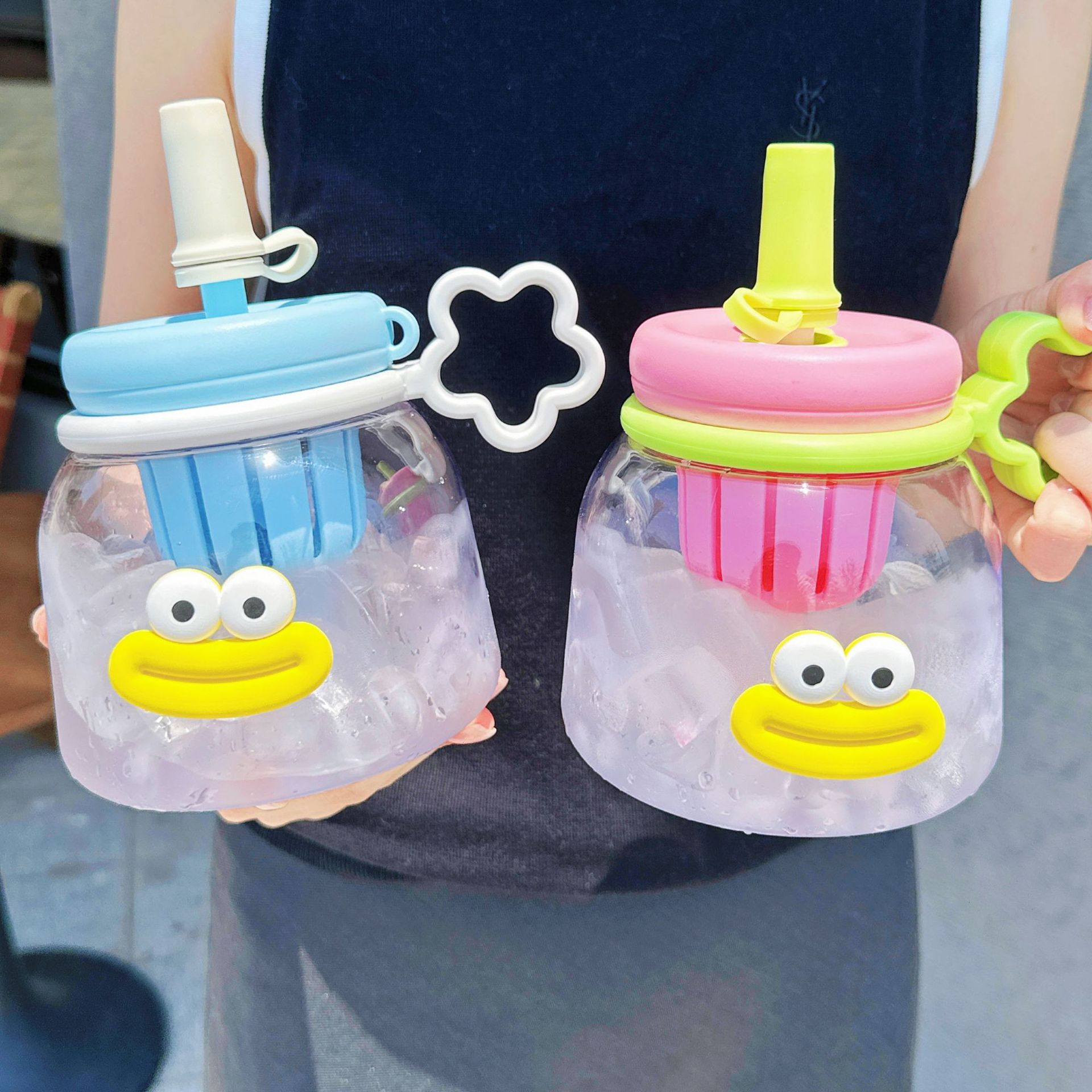 Summer large-bellied water cup for girls to make tea, high appearance level, straw cup, cute large capacity, simple office cup Specification drawing